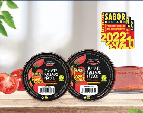 Imagen de un tarro de tomate rallado Bonnysa con el sello 