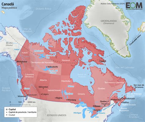 Mapa de Canadá mostrando origen de ingredientes