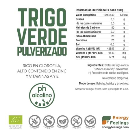 Paquete de polvo de trigo verde ecológico