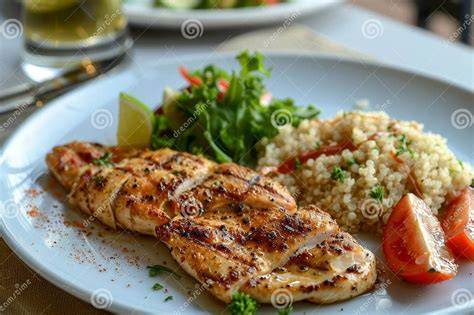 Plato de pollo rebozado servido con guarnición