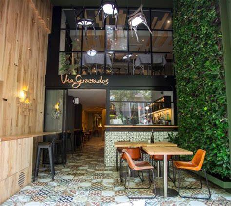 Fachada del restaurante Via Granados en Barcelona