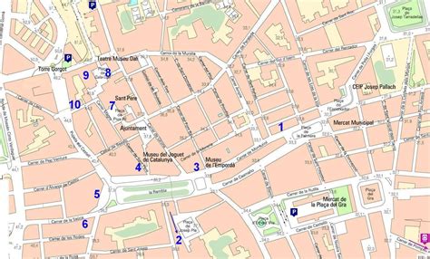 Mapa de Figueres con escuelas de baile marcadas
