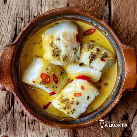 Bacalao al pil-pil en una cazuela de barro