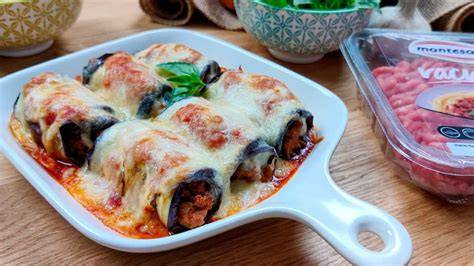Canelones de berenjena rellenos de carne