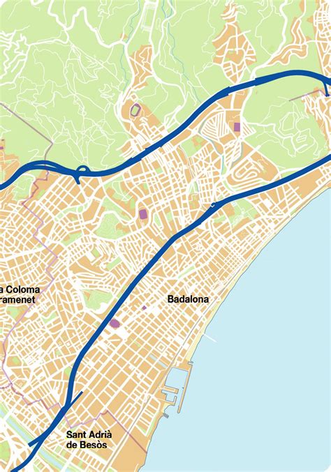Mapa de Badalona con puntos de interés de tiendas de alimentación