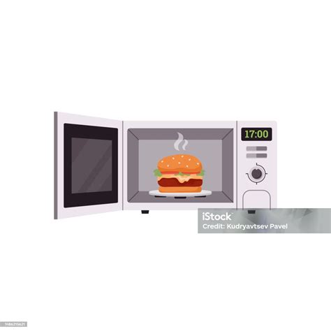 Ilustración de microondas calentando comida