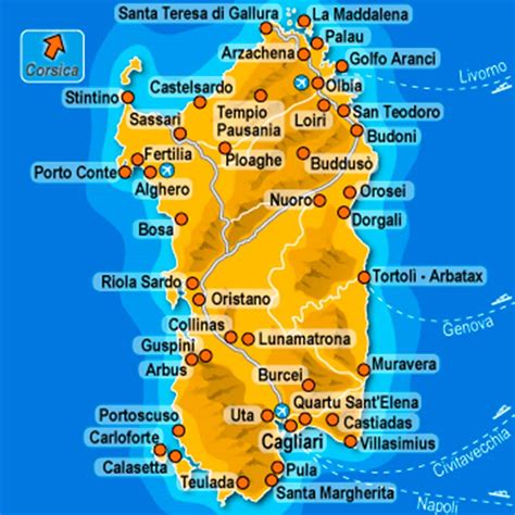 Mapa de Cerdeña, Italia