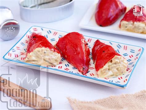 Huevos rellenos con atún y pimientos del piquillo