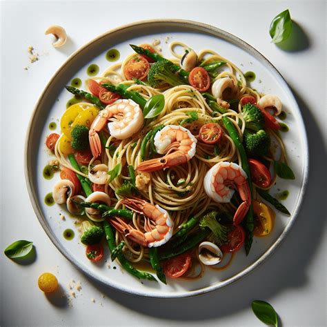 Plato de ensalada con espagueti de mar hidratado y verduras frescas