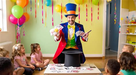 Mago realizando trucos para niños