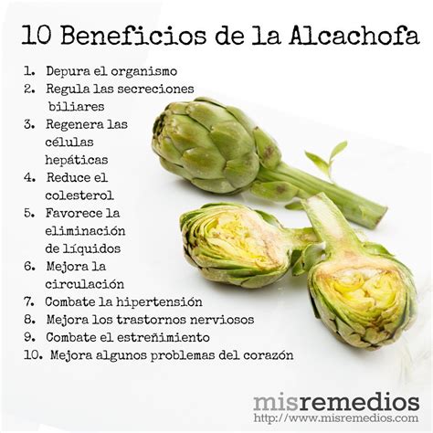 Infografía de los beneficios de la alcachofa