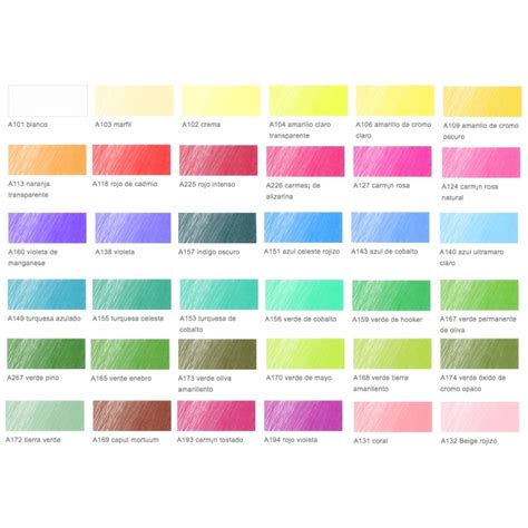 Paleta de colores de los lápices pastel PITT de Faber-Castell