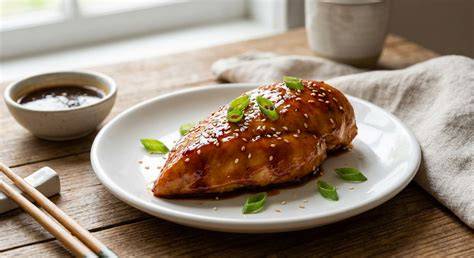 Pechuga de pollo glaseada con salsa