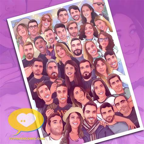 caricatura grupal personalizada de despedida de trabajo