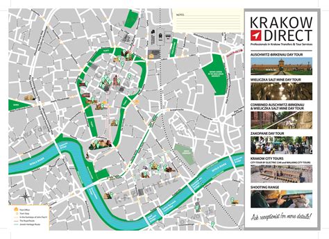 Mapa de los principales puntos gastronómicos de Cracovia