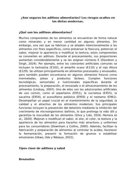 Efectos de aditivos alimentarios en la salud humana