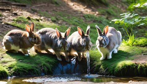 Conejo bebiendo agua