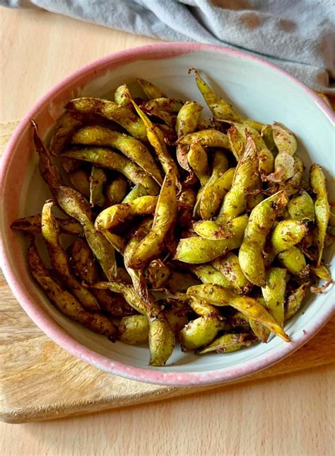 Freidora de aire con edamame