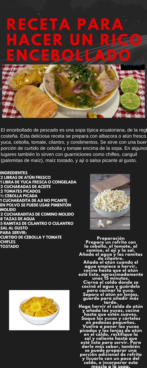 Infografía con la lista de ingredientes del encebollado