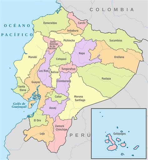 Mapa de Ecuador destacando la región costera donde es típico el encebollado
