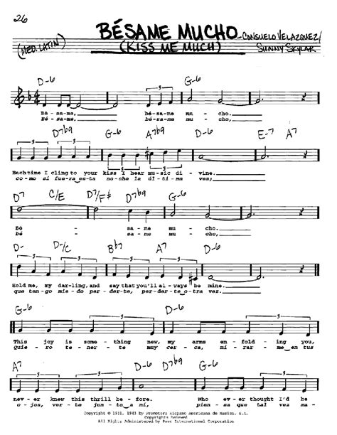 Partitura de Besame Mucho