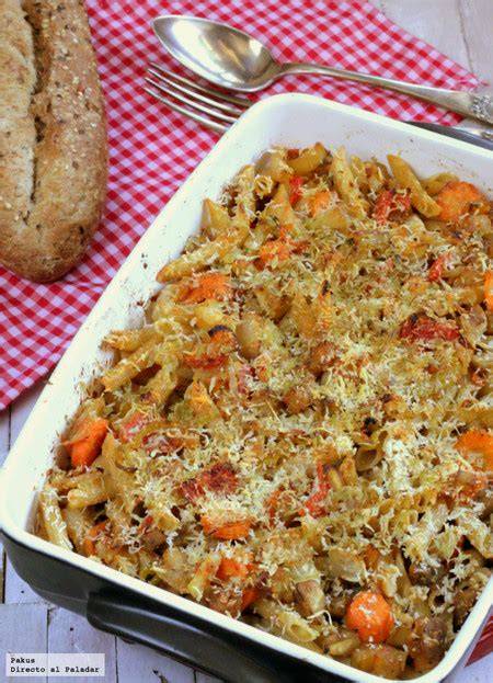 Receta de pasta integral con hortalizas al horno