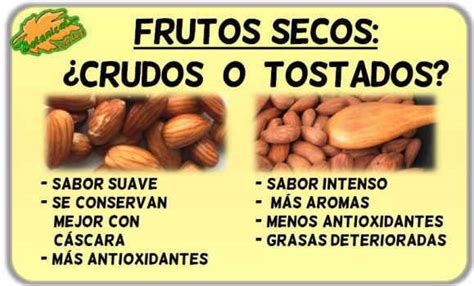 Comparativa entre frutos secos crudos y tostados