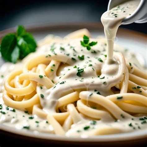 Espaguetis con salsa cremosa y perejil
