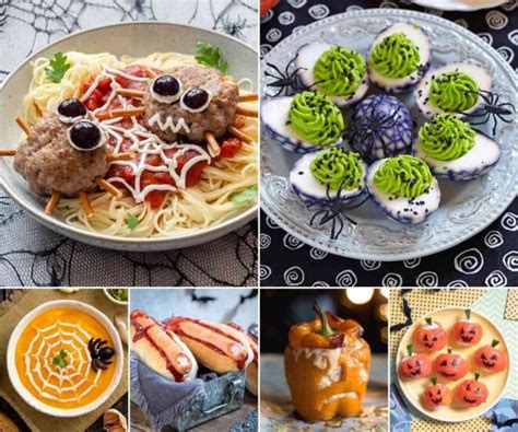 Mesa de Halloween con diferentes aperitivos
