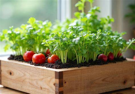 Huerto urbano con verduras exóticas