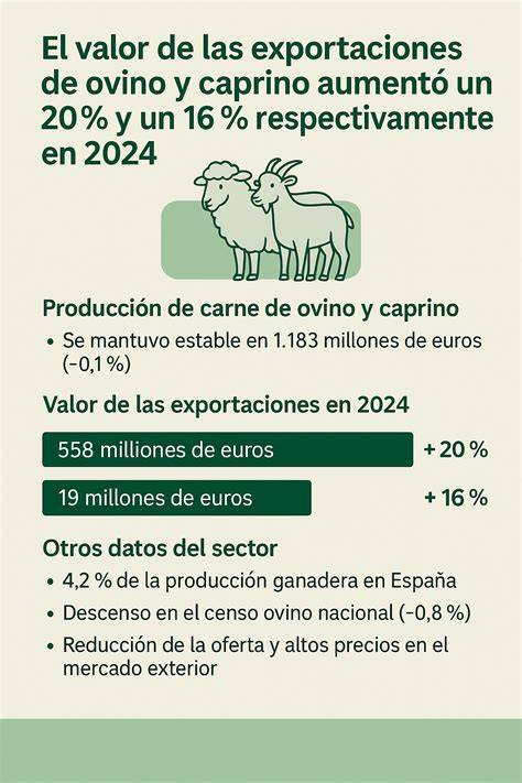 Gráfico de exportaciones e importaciones de carne de ovino y caprino de España (2024)