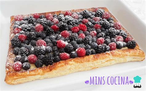 Tarta de hojaldre y crema con frutas