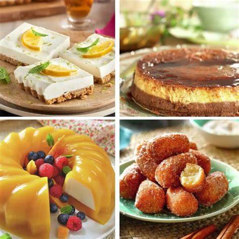 Variedad de postres elaborados con leche condensada