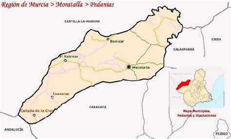 Mapa de Moratalla con los principales puntos de interés histórico y natural