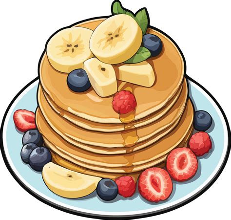 Panqueques con frutas y jarabe