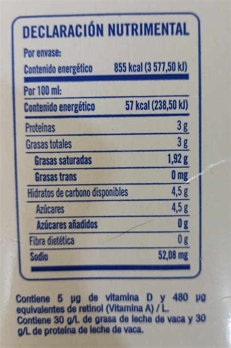 Tabla nutricional detallada de diferentes tipos de crema de leche