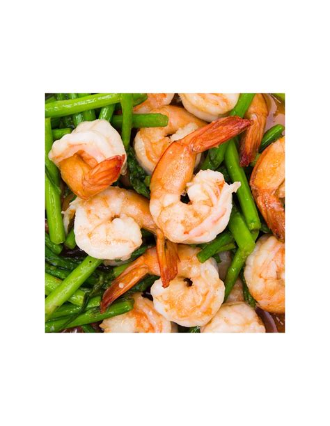Gambas troceadas y ajetes sofritos