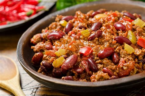 Chili con carne tradicional en un tazón