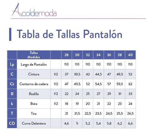 Tabla comparativa de pantalones flare de crepé