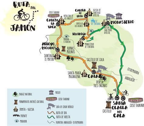 Mapa de la Ruta del Jamón Ibérico en Extremadura