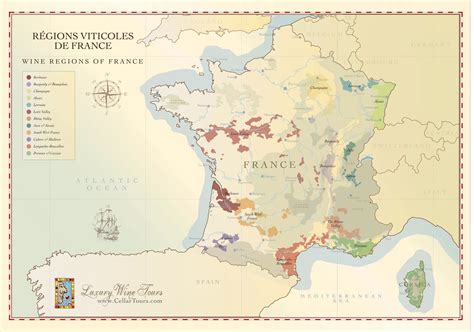 Mapa de las regiones vinícolas mencionadas en la carta de Les Veles