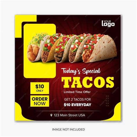 Plantillas de diseño para anuncios de tacos en redes sociales