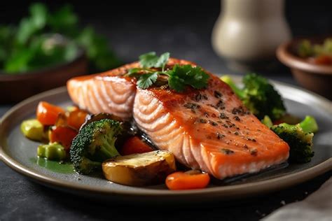 Plato de salmón con verduras