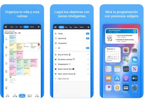 Captura de pantalla de una aplicación móvil con agenda de eventos