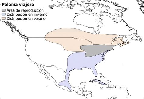 Mapa de distribución de la Paloma Alas Blancas