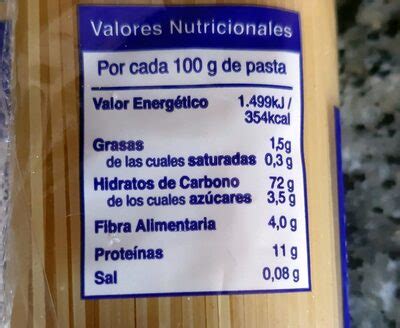 infografia valor nutricional espaguetis
