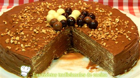 Tarta de obleas con crema de chocolate
