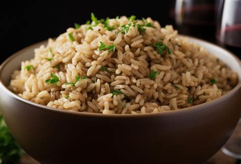 Plato de arroz integral con vegetales y proteínas