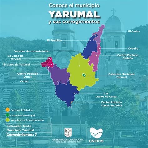 Mapa de Antioquia con la ubicación de Yarumal y otros lugares mencionados en los dichos