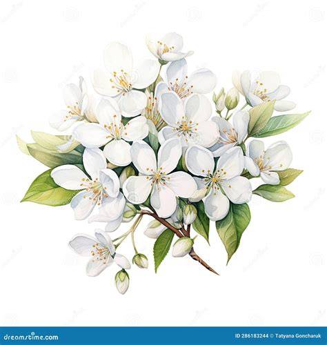 Ilustración de flores de jazmín y frutas rojas
